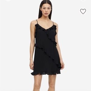 Flounce Trimmed Creped Dress Small